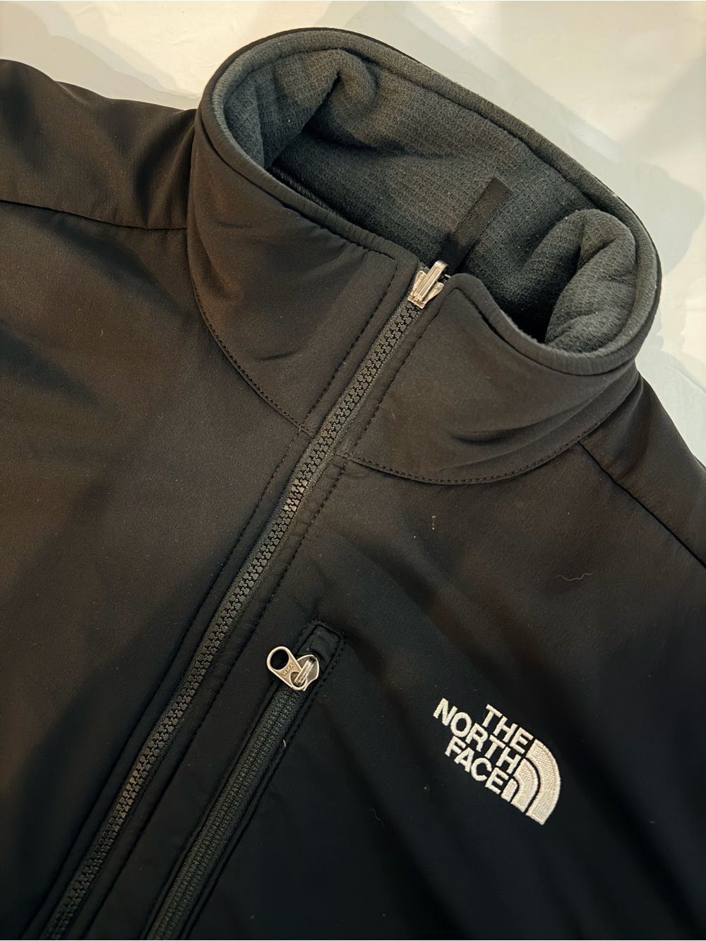 The North Face Mens Denali Jacket Large Full Zip Black Gray Fleece *See desc*